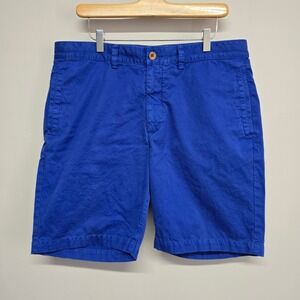 Robert Graham Chino Shorts Mens 36 Blue Flat Front‎ Cotton Coastal Preppy